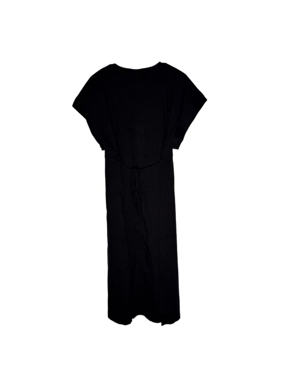 Everlane The Tie-Back Dress in Stretch Linen Black Size 6 NWT - Picture 6 of 6
